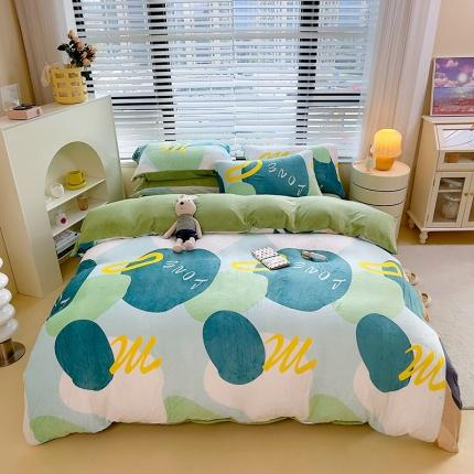 91家纺网 家纺一手货源 找家纺 麦瑞家纺 2024新款水晶绒牛奶绒四件套 爱情海-蓝