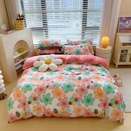 91家纺网 家纺一手货源 找家纺 (总) 麦瑞家纺 2024新款水晶绒牛奶绒四件套