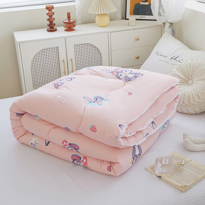 91家纺网 家纺一手货源 找家纺 畅畅A类母婴级数码印花针织棉牛奶蛋白大豆冬被春秋被 布兰兔