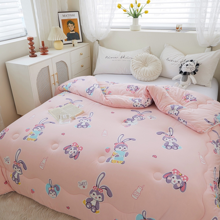 91家纺网 家纺一手货源 找家纺 畅畅A类母婴级数码印花针织棉牛奶蛋白大豆冬被春秋被 布兰兔