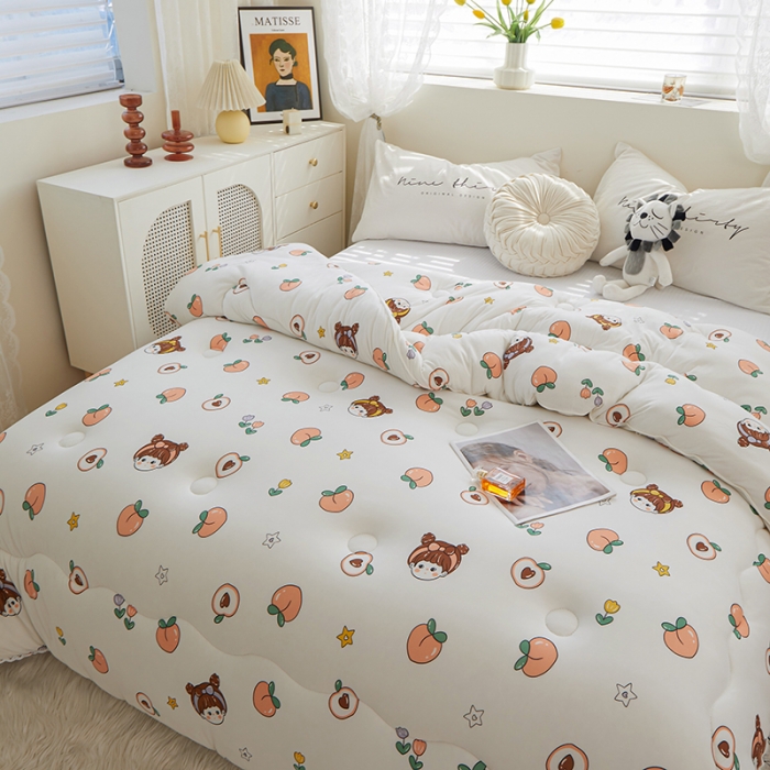 91家纺网 家纺一手货源 找家纺 畅畅A类母婴级数码印花针织棉牛奶蛋白大豆冬被春秋被 蜜桃女孩