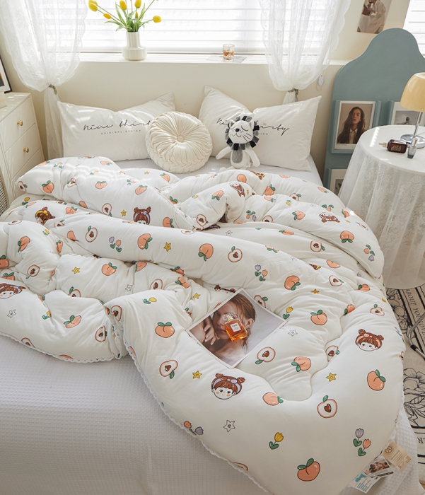 91家纺网 家纺一手货源 找家纺 畅畅A类母婴级数码印花针织棉牛奶蛋白大豆冬被春秋被 蜜桃女孩