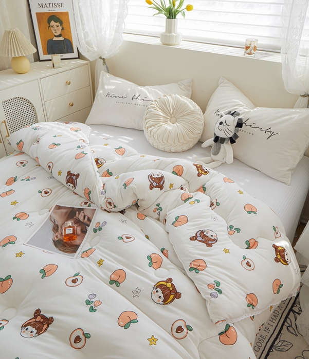 91家纺网 家纺一手货源 找家纺 畅畅A类母婴级数码印花针织棉牛奶蛋白大豆冬被春秋被 蜜桃女孩