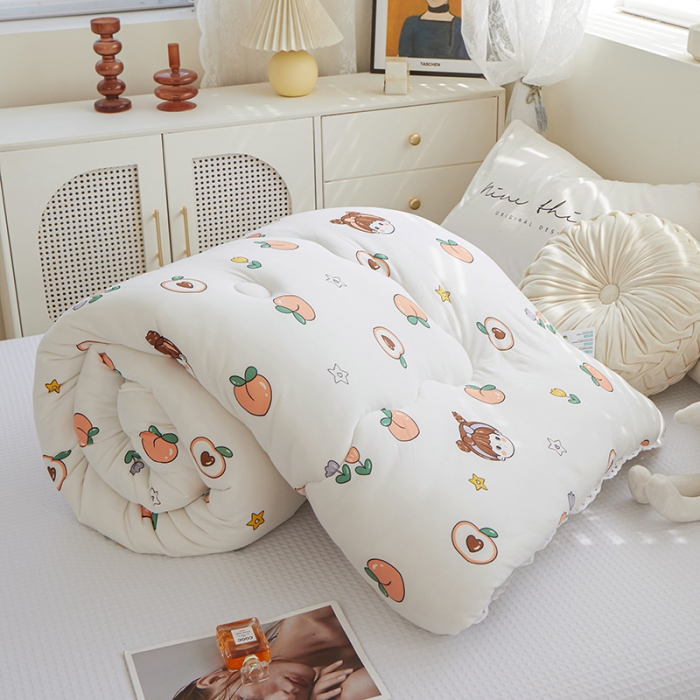 91家纺网 家纺一手货源 找家纺 畅畅A类母婴级数码印花针织棉牛奶蛋白大豆冬被春秋被 蜜桃女孩