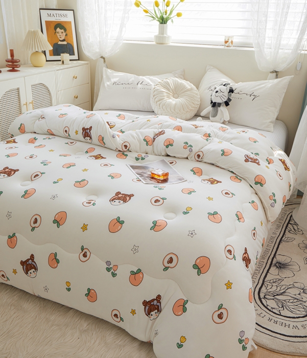 91家纺网 家纺一手货源 找家纺 畅畅A类母婴级数码印花针织棉牛奶蛋白大豆冬被春秋被 蜜桃女孩