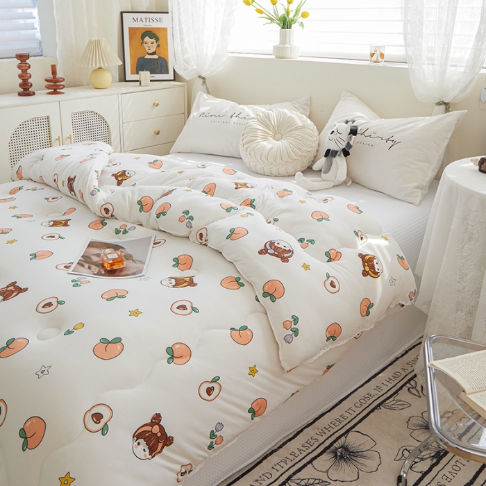 91家纺网 家纺一手货源 找家纺 畅畅A类母婴级数码印花针织棉牛奶蛋白大豆冬被春秋被 蜜桃女孩