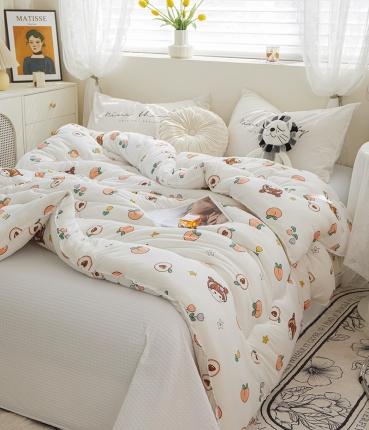 畅畅A类母婴级数码印花针织棉牛奶蛋白大豆冬被春秋被 蜜桃女孩