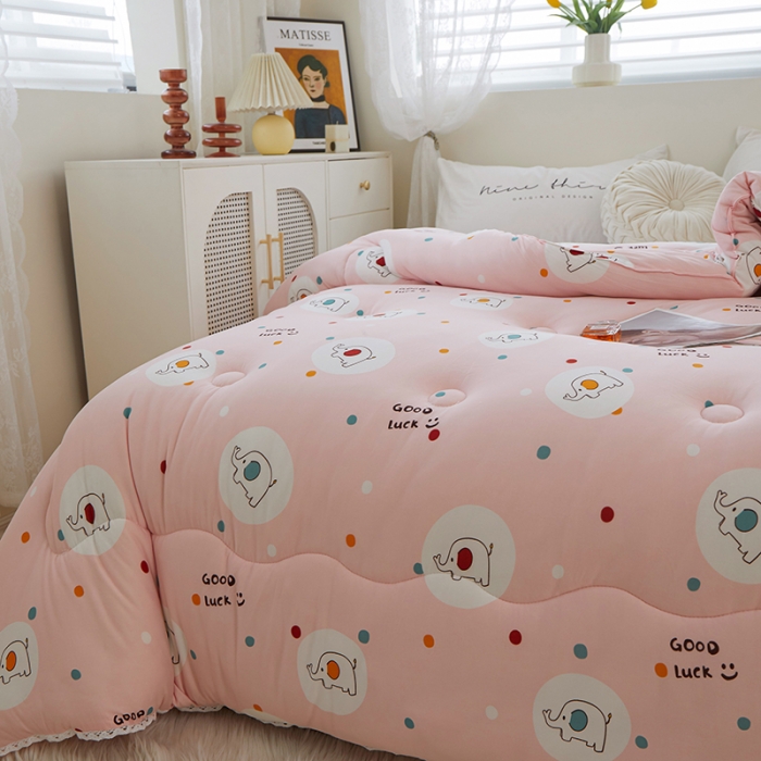 91家纺网 家纺一手货源 找家纺 畅畅A类母婴级数码印花针织棉牛奶蛋白大豆冬被春秋被 佩尼小象