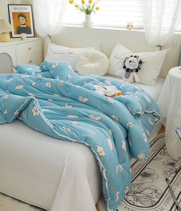 91家纺网 家纺一手货源 找家纺 畅畅A类母婴级数码印花针织棉牛奶蛋白大豆冬被春秋被 塔塔乐园