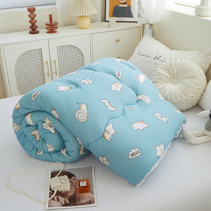 91家纺网 家纺一手货源 找家纺 畅畅A类母婴级数码印花针织棉牛奶蛋白大豆冬被春秋被 塔塔乐园