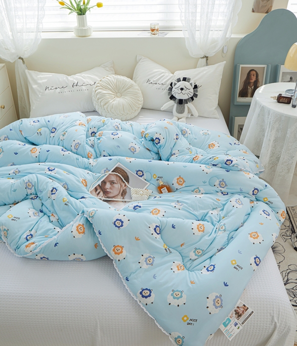 91家纺网 家纺一手货源 找家纺 畅畅A类母婴级数码印花针织棉牛奶蛋白大豆冬被春秋被 小绵羊