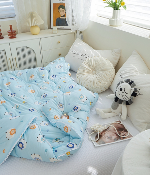 91家纺网 家纺一手货源 找家纺 畅畅A类母婴级数码印花针织棉牛奶蛋白大豆冬被春秋被 小绵羊