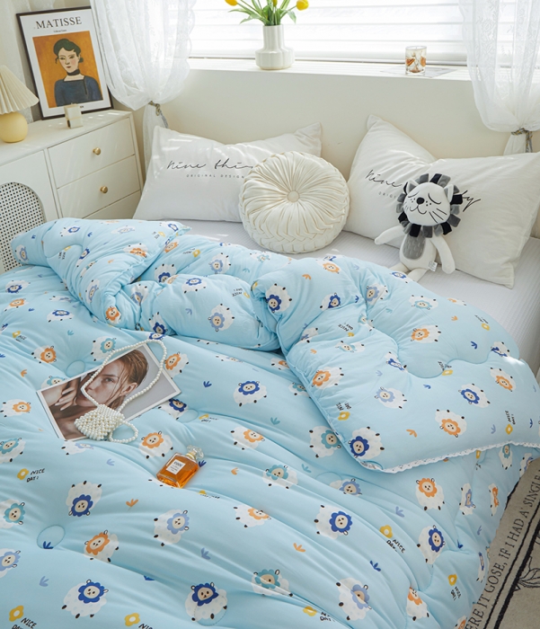 91家纺网 家纺一手货源 找家纺 畅畅A类母婴级数码印花针织棉牛奶蛋白大豆冬被春秋被 小绵羊