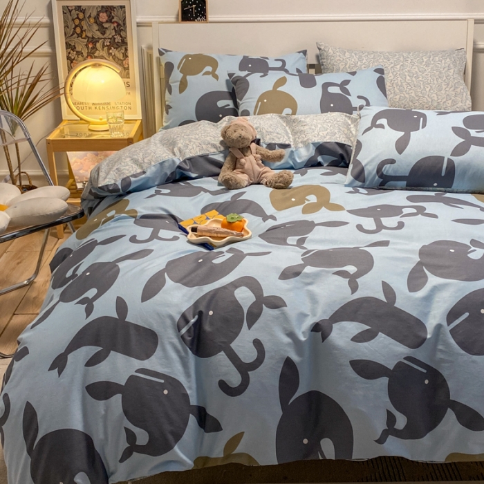 91家纺网 家纺一手货源 找家纺 晨希 2022新款清新全棉印花四件套 大鱼海棠