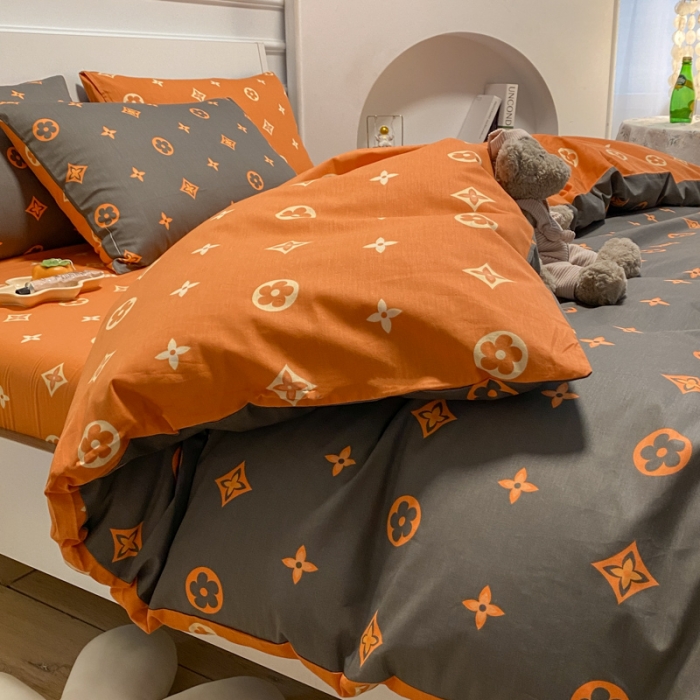 91家纺网 家纺一手货源 找家纺 晨希 2022新款清新全棉印花四件套 凡米