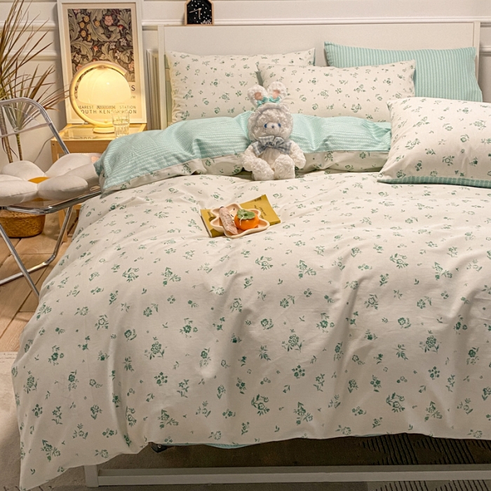 91家纺网 家纺一手货源 找家纺 晨希 2022新款清新全棉印花四件套 菲颂