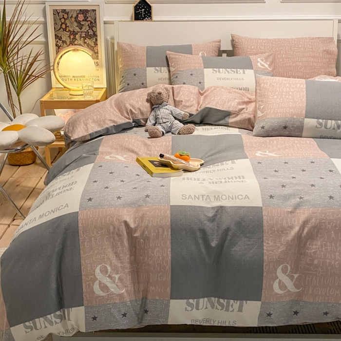 91家纺网 家纺一手货源 找家纺 晨希 2022新款清新全棉印花四件套 格爵