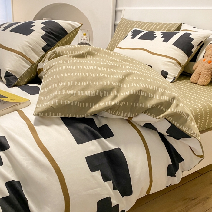 91家纺网 家纺一手货源 找家纺 晨希 2022新款清新全棉印花四件套 积木