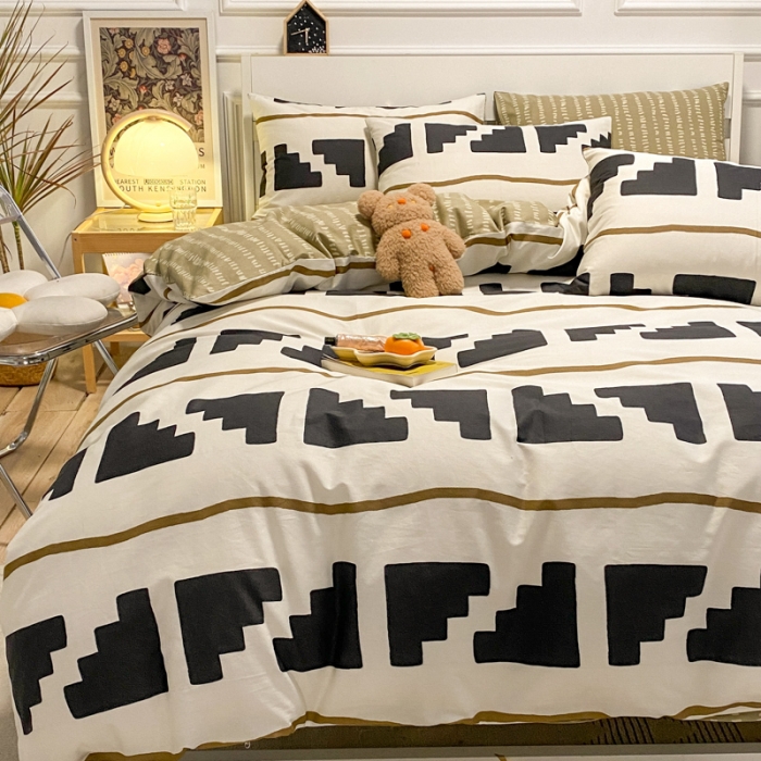 91家纺网 家纺一手货源 找家纺 晨希 2022新款清新全棉印花四件套 积木