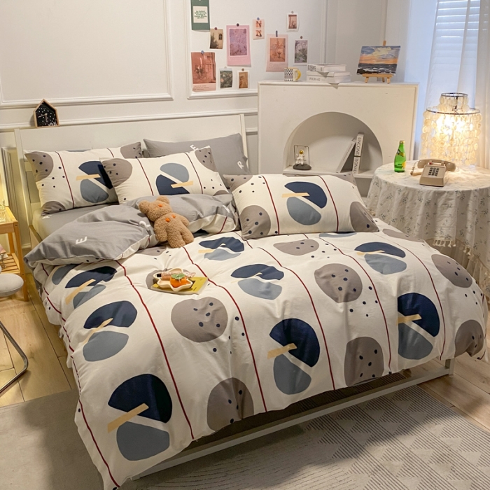 91家纺网 家纺一手货源 找家纺 晨希 2022新款清新全棉印花四件套 洛可