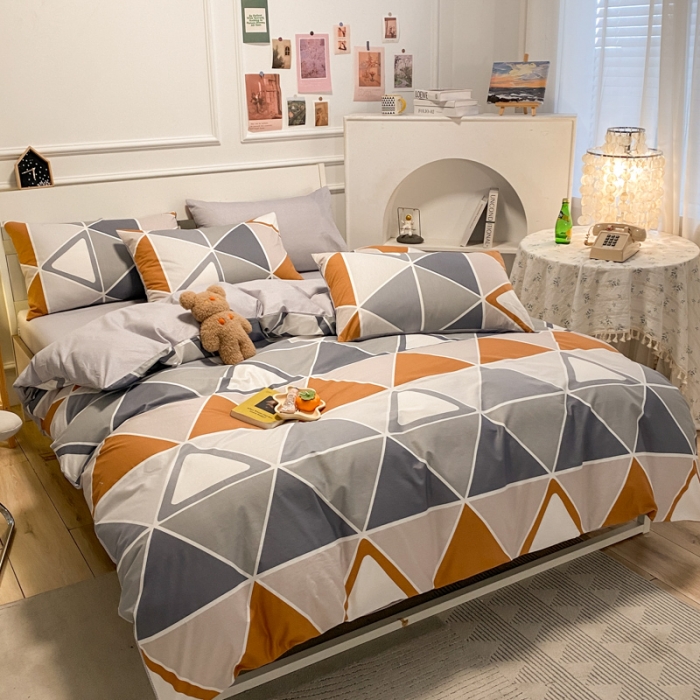 91家纺网 家纺一手货源 找家纺 晨希 2022新款清新全棉印花四件套 时间定格