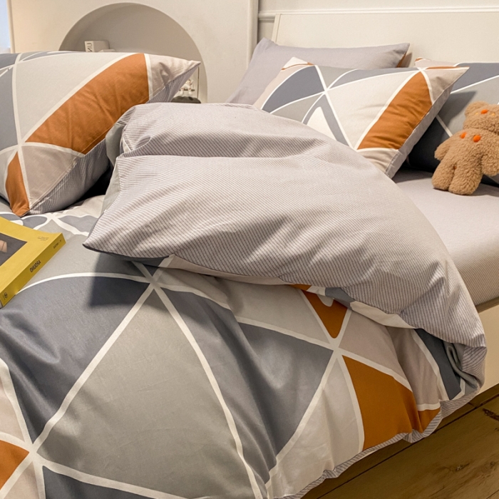 91家纺网 家纺一手货源 找家纺 晨希 2022新款清新全棉印花四件套 时间定格