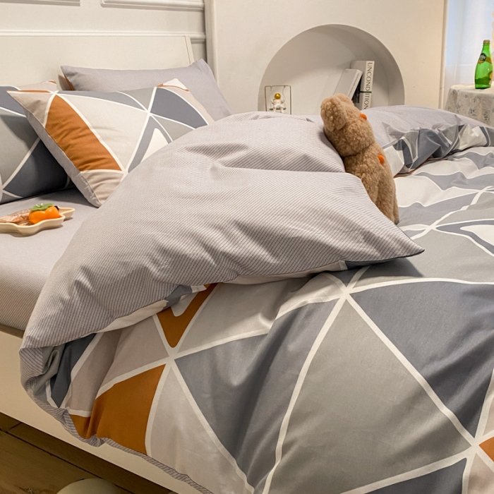 91家纺网 家纺一手货源 找家纺 晨希 2022新款清新全棉印花四件套 时间定格