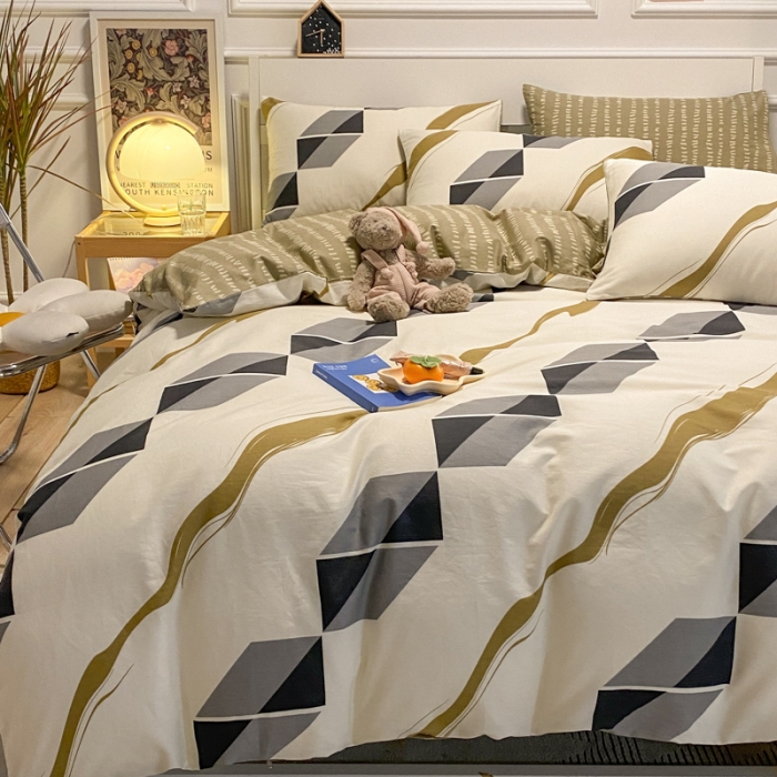 91家纺网 家纺一手货源 找家纺 晨希 2022新款清新全棉印花四件套 时空