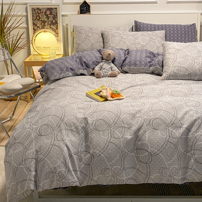 91家纺网 家纺一手货源 找家纺 晨希 2022新款清新全棉印花四件套 岁月