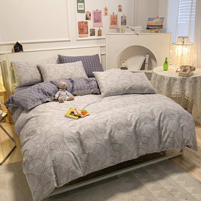 91家纺网 家纺一手货源 找家纺 晨希 2022新款清新全棉印花四件套 岁月