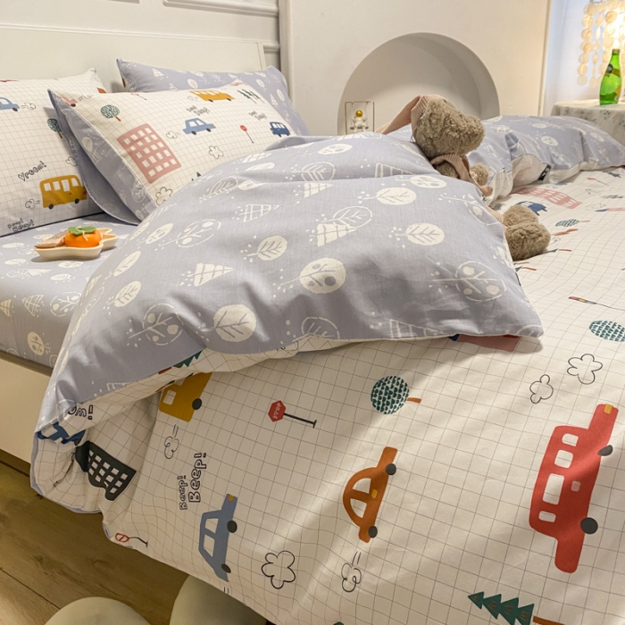 91家纺网 家纺一手货源 找家纺 晨希 2022新款清新全棉印花四件套 小心愿