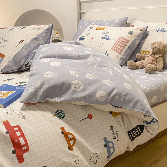 91家纺网 家纺一手货源 找家纺 晨希 2022新款清新全棉印花四件套 小心愿