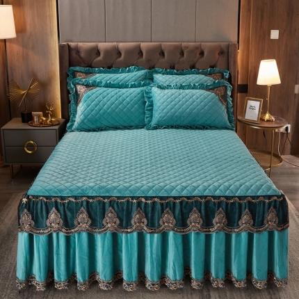 91家纺网 家纺一手货源 找家纺 （总）家之硕 2022新款水晶绒夹棉床裙三件套系列-幸运花