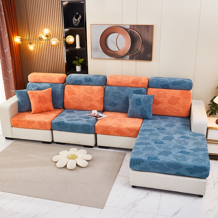 91家纺网 家纺一手货源 找家纺 逐日沙发套 2023新款阳离子雕花沙发套 饼干熊 拼色1