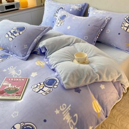 91家纺网 家纺一手货源 找家纺 （总）川悦生活 2022新款卡通小清新雪花绒牛奶绒四件套