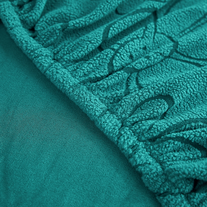 91家纺网 家纺一手货源 找家纺 逐日沙发套 2023新款阳离子雕花沙发套 太阳花 墨绿