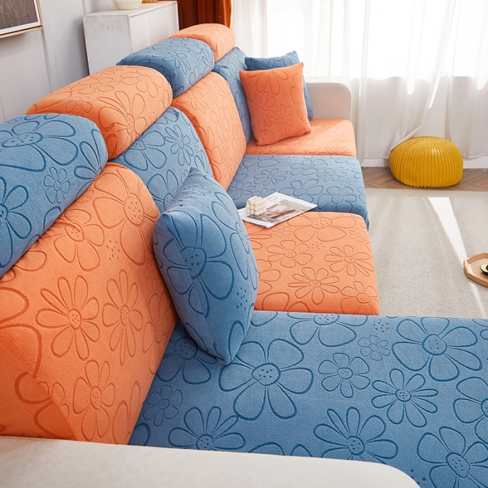 91家纺网 家纺一手货源 找家纺 逐日沙发套 2023新款阳离子雕花沙发套 太阳花 拼色1