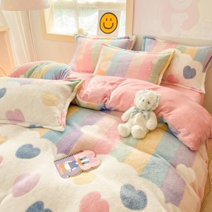 91家纺网 家纺一手货源 找家纺 （总）川悦生活 2022新款卡通小清新雪花绒牛奶绒四件套