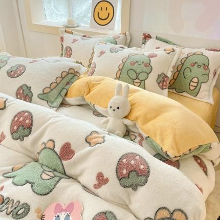 91家纺网 家纺一手货源 找家纺 （总）川悦生活 2022新款卡通小清新雪花绒牛奶绒四件套