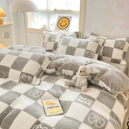 91家纺网 家纺一手货源 找家纺 （总）川悦生活 2022新款卡通小清新雪花绒牛奶绒四件套