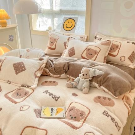 91家纺网 家纺一手货源 找家纺 （总）川悦生活 2022新款卡通小清新雪花绒牛奶绒四件套