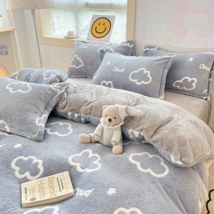 91家纺网 家纺一手货源 找家纺 （总）川悦生活 2022新款卡通小清新雪花绒牛奶绒四件套