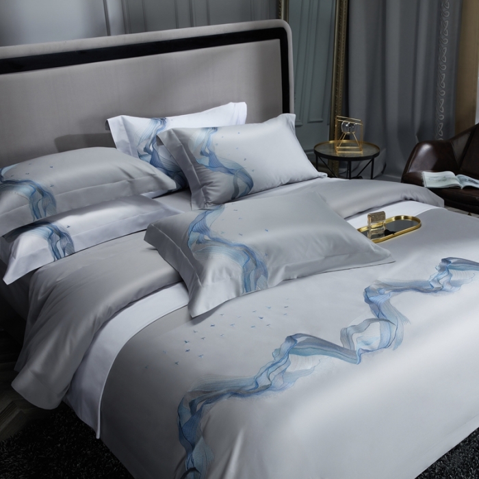 91家纺网 家纺一手货源 找家纺 缔缦 22新款100s澳棉全工艺秋冬居家四件套-奥赛 奥赛-星河灰