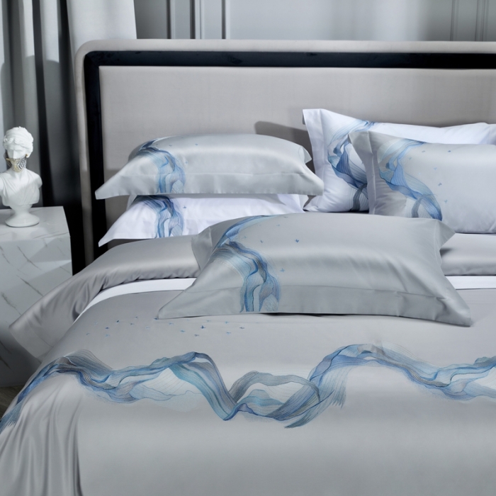 91家纺网 家纺一手货源 找家纺 缔缦 22新款100s澳棉全工艺秋冬居家四件套-奥赛 奥赛-星河灰