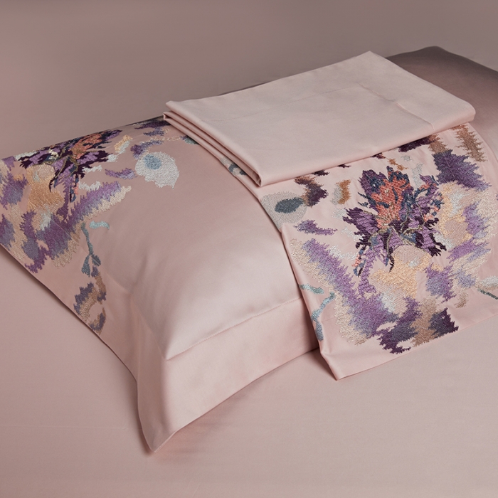 91家纺网 家纺一手货源 找家纺 缔缦 2022新款100s澳棉全工艺秋冬居家四件套-花影伊人 粉