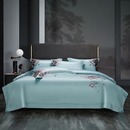 缔缦 2022新款100s澳棉全工艺秋冬居家四件套-花影伊人 兰