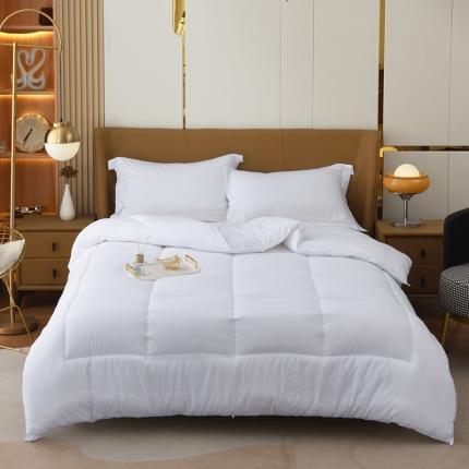 91家纺网 家纺一手货源 找家纺 德芙2023纯色简约酒店风被芯整张羽丝棉春秋被保暖冬被 白色