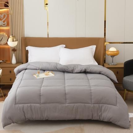 91家纺网 家纺一手货源 找家纺 德芙2023纯色简约酒店风被芯整张羽丝棉春秋被保暖冬被 灰色