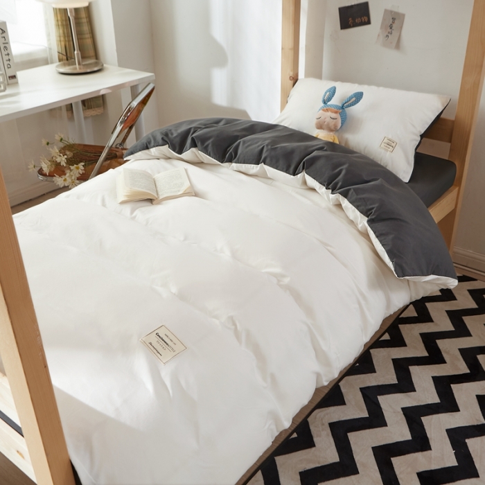 91家纺网 家纺一手货源 找家纺 水墨江南 2022新款学生三件套 白+灰