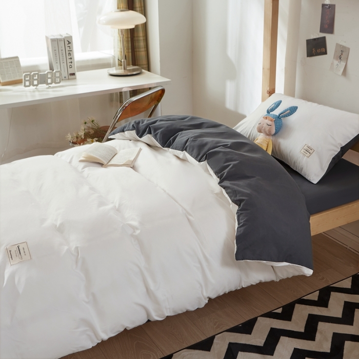 91家纺网 家纺一手货源 找家纺 水墨江南 2022新款学生三件套 白+灰